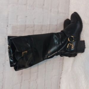 Chaps Woman's‎ Black Patent Leather To Knee Boots 7.5 B